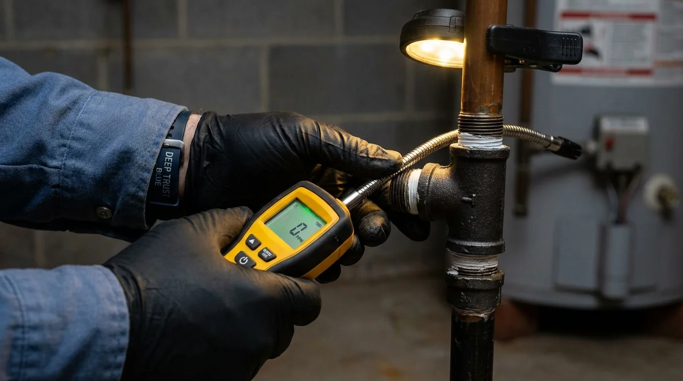 Gas leak detection with electronic sniffer by Johns Plumbing LLC in Shawnee