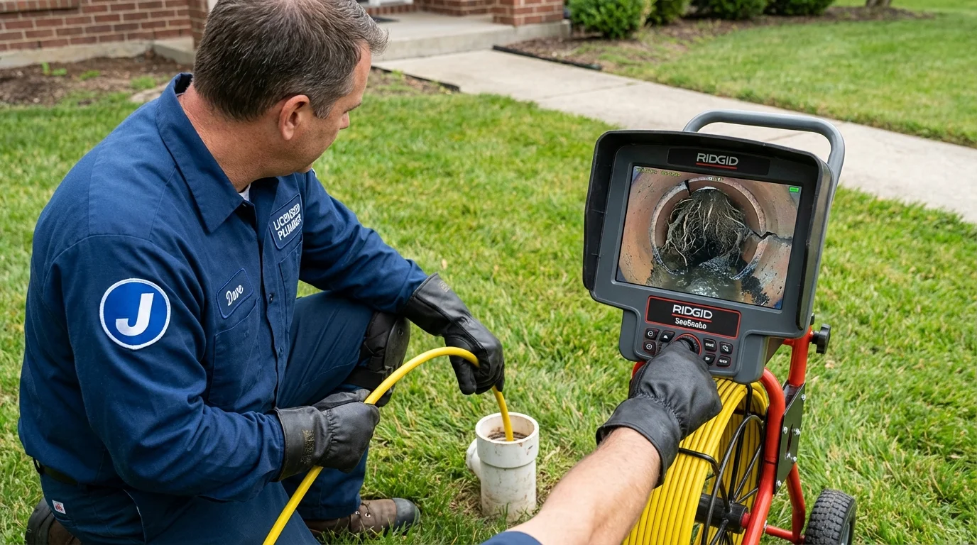 Sewer camera inspection being performed by Johns Plumbing LLC in Shawnee